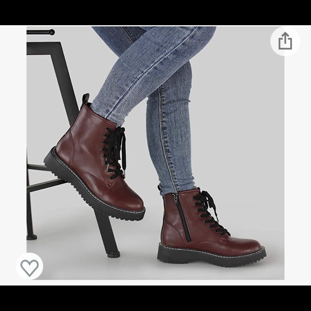 Burgundy Combat boots Size 11